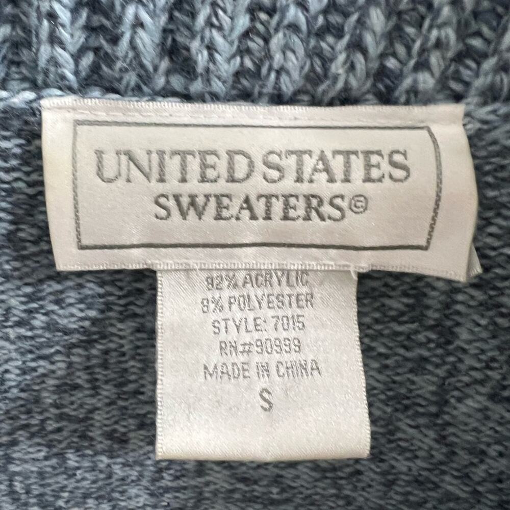 Vintage United States Sweaters Blue Shawl Collar One Button Woman's Cardigan S/M - Picture 7 of 8